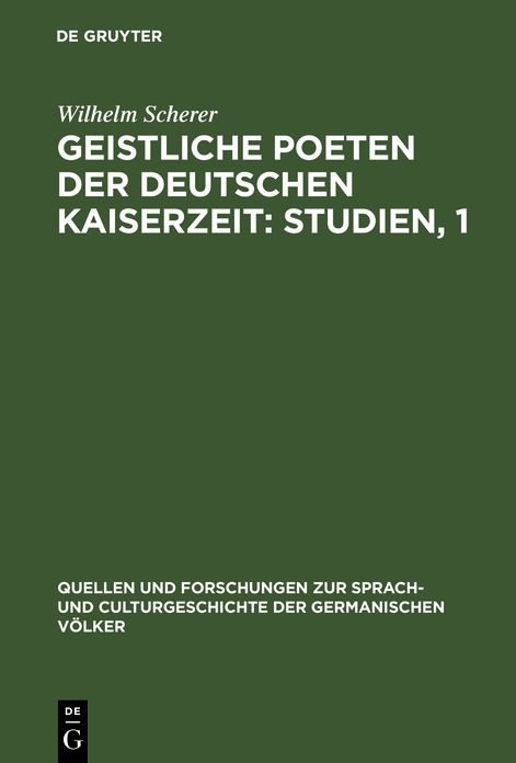 Geistliche Poeten der deutschen Kaiserzeit: Studien, 1: Zu Genesis und Exodus
