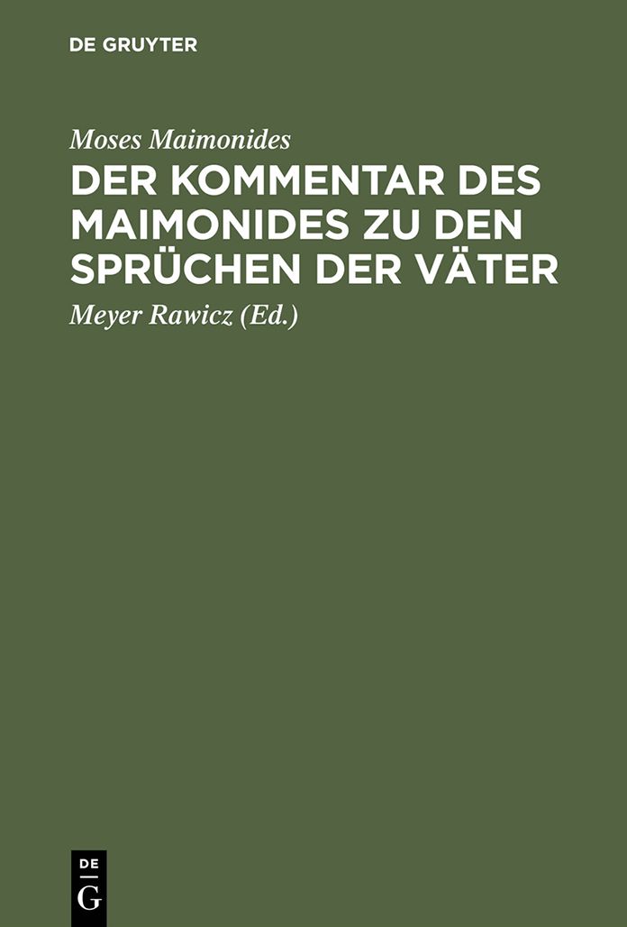 Der Kommentar des Maimonides zu den Spruchen der Vater