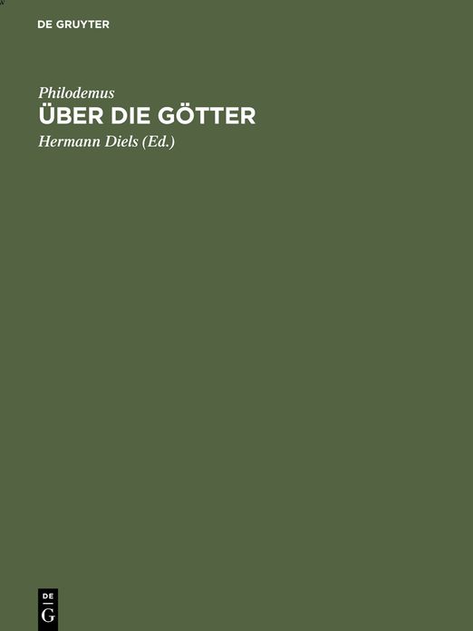 Uber die Gotter: Griechischer Text und Erlauterungen