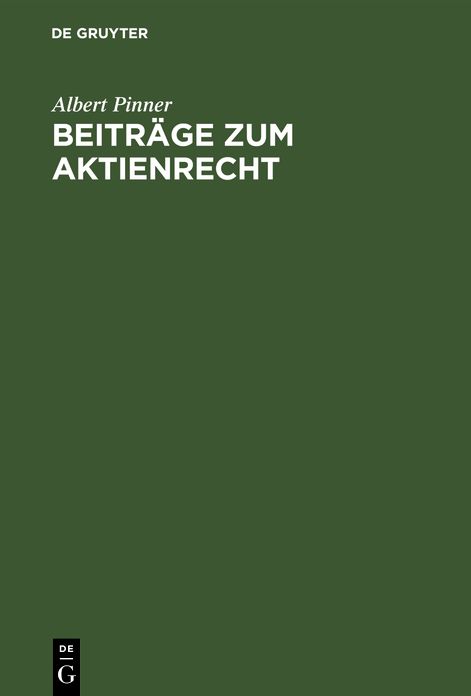 Beiträge zum Aktienrecht