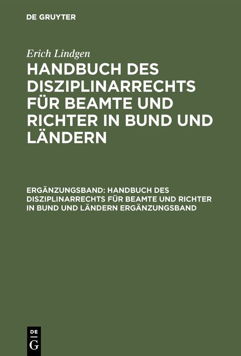 Handbuch des Disziplinarrechts : Für Beamte U. Richter in Bund U. Ländern: Erg. Bd