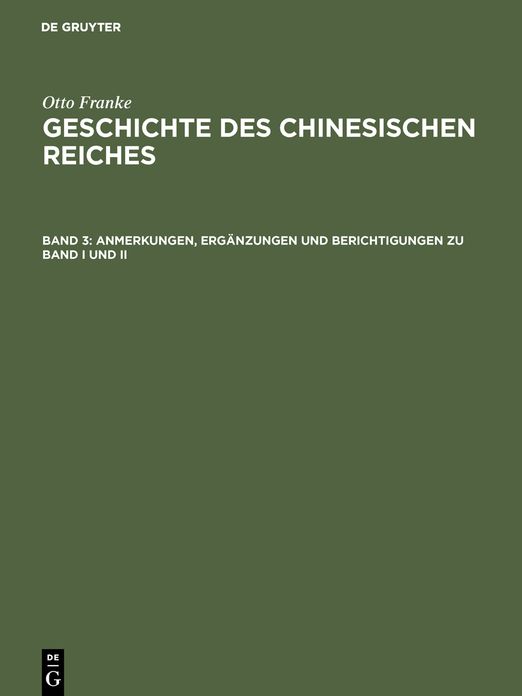 Anmerkungen, Ergänzungen und Berichtigungen zu Band I und II: Sach- und Namen-Verzeichnis