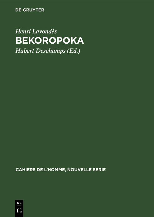 Bekoropoka: Quelques aspects de la vie familiale et sociale d'un village Malgache