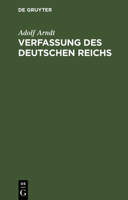 Verfassung des Deutschen Reichs: Mit Einl. U. Kommentar