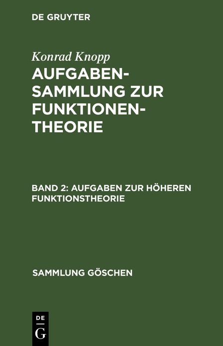 Aufgabensammlung zur Funktionentheorie: 2: Aufgaben zur höheren Funktionstheorie