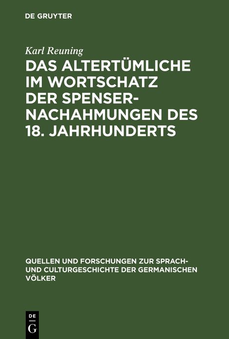 Das Altertumliche im Wortschatz der Spenser-Nachahmungen des 18. Jahrhunderts