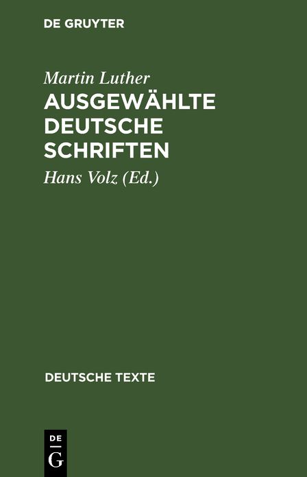 Ausgewahlte deutsche Schriften