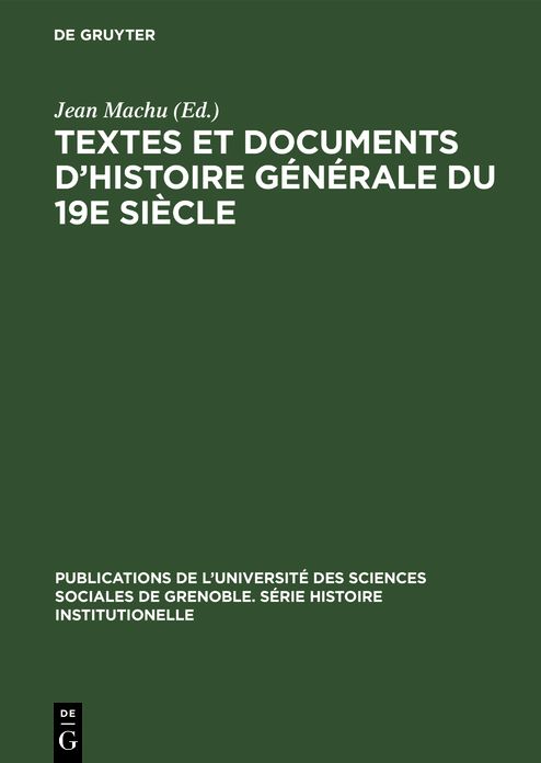 Textes et documents d'histoire générale du 19e Siècle