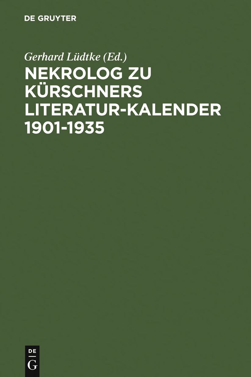 Nekrolog zu Kurschners Literatur-Kalender 1901-1935