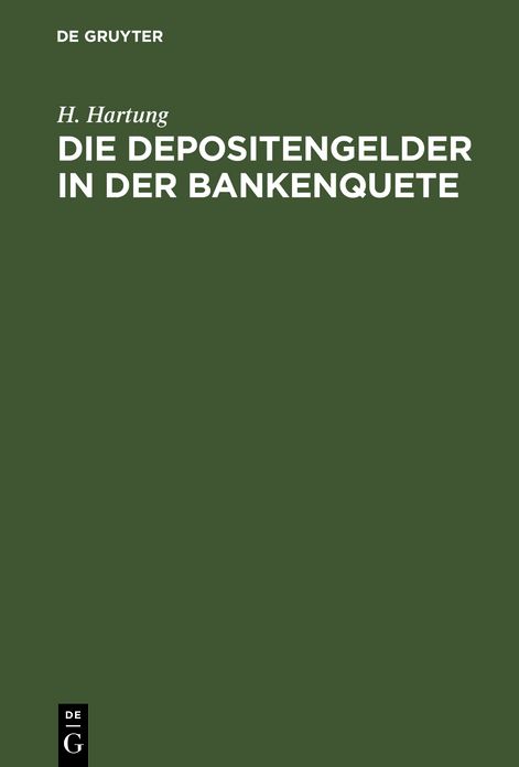 Die Depositengelder in der Bankenquete