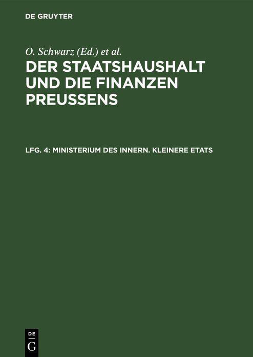 Ministerium des Innern. Kleinere Etats: 2, 4