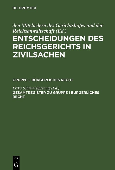 Gesamtregister zu Gruppe I Burgerliches Recht