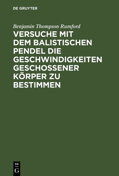 Versuche mit dem Balistischen Pendel die Geschwindigkeiten geschossener Körper zu Bestimmen