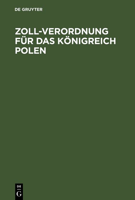 Zoll-Verordnung für das Königreich Polen
