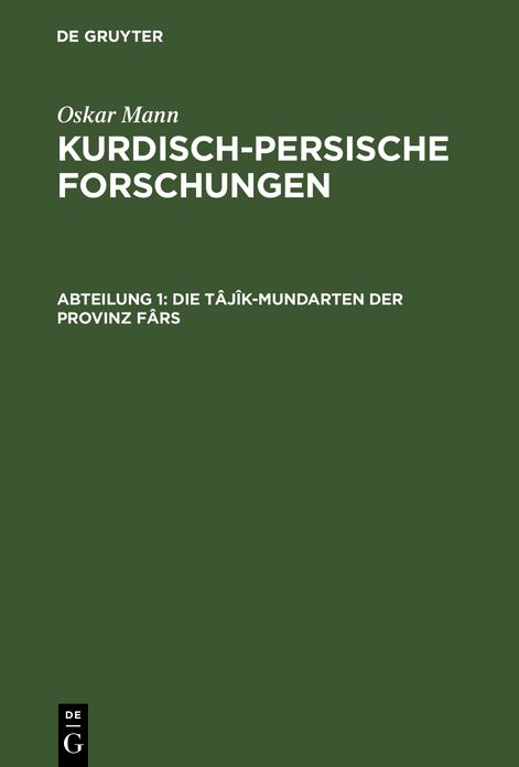 Die Tajik-Mundarten der Provinz Fars