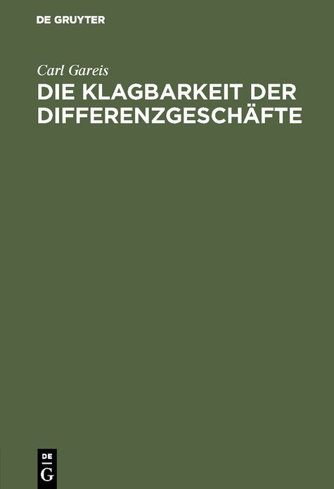Die Klagbarkeit der Differenzgeschäfte