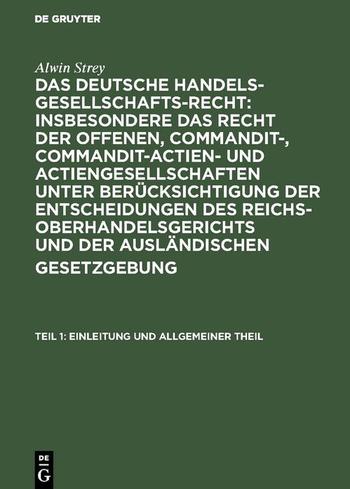 Einleitung und allgemeiner Theil: Abt. 1