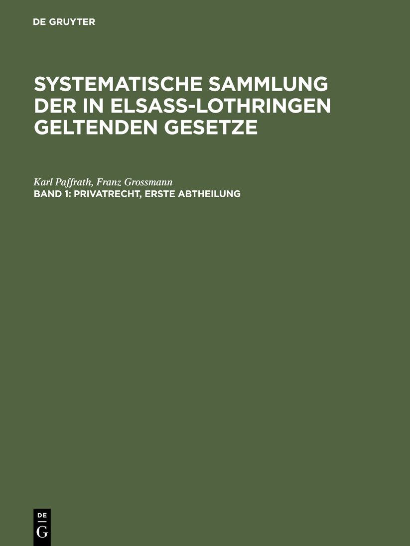 Privatrecht. Erste Abtheilung