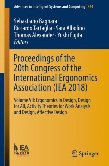 Proceedings of the 20th Congress of the International Ergonomics Association (IEA 2018): Volume VII: Ergonomics in Design, Design for All, Activity Theories for Work Analysis and Design, Affective Design