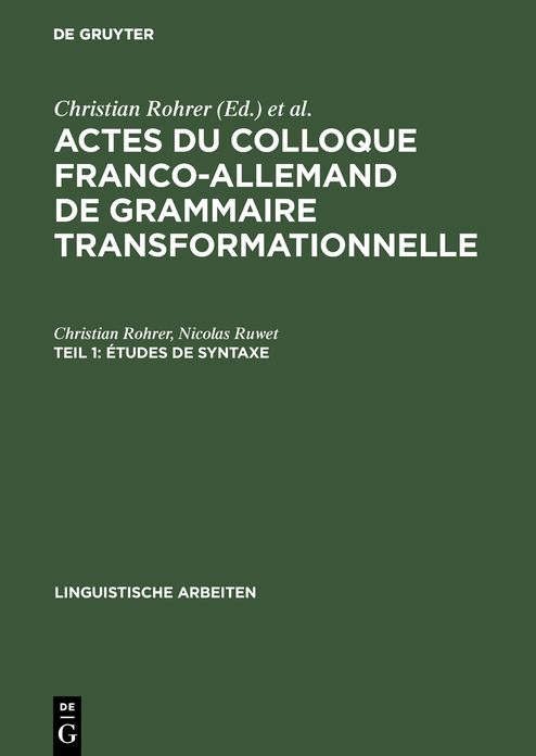 Etudes de syntaxe