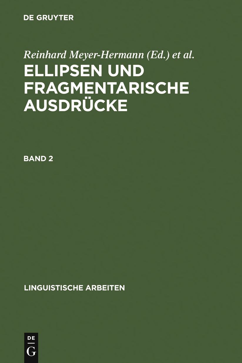 Ellipsen und fragmentarische Ausdrucke: Bd. 2