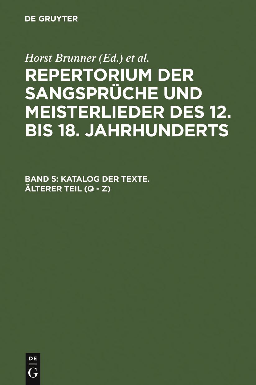 Katalog der Texte. Alterer Teil (Q - Z)