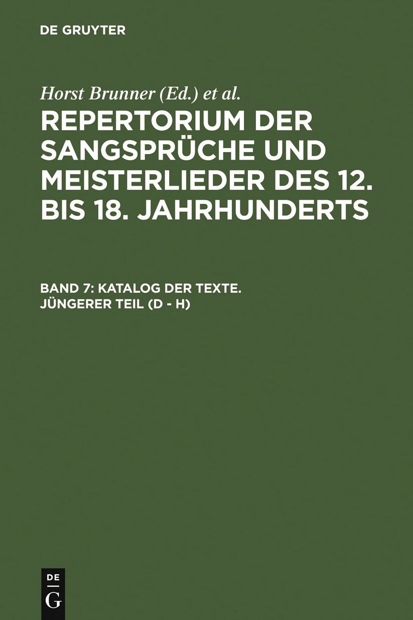 Katalog der Texte. Jungerer Teil (D - H)