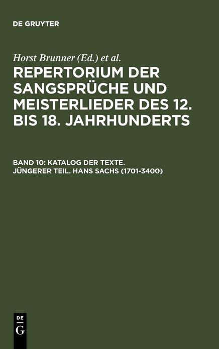 Katalog der Texte. Jungerer Teil. Hans Sachs (1701-3400)