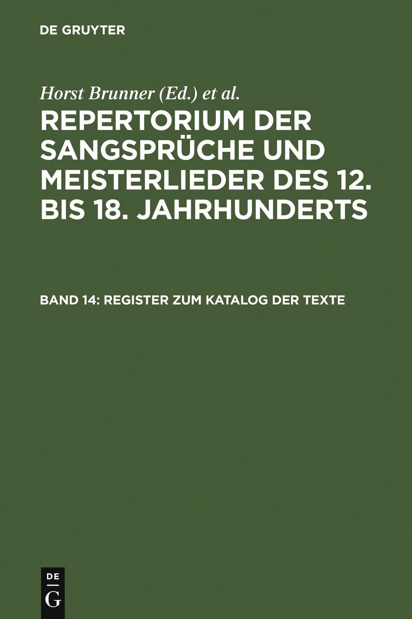 Register zum Katalog der Texte: Initien