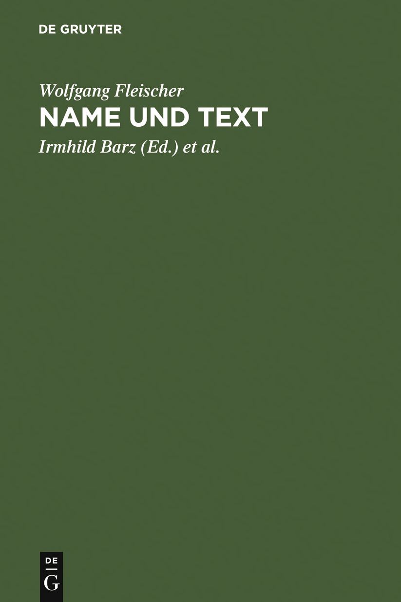 Name und Text: ausgewahlte Studien zur Onomastik und Stilistik