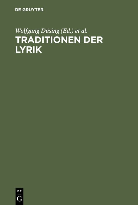 Traditionen der Lyrik: Festschrift fur Hans-Henrik Krummacher