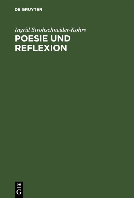 Poesie und Reflexion: Aufsätze zur Literatur
