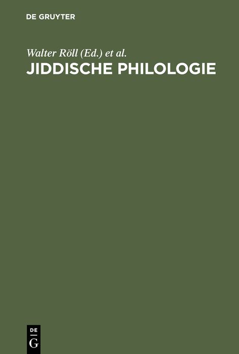 Jiddische Philologie: Festschrift fur Erika Timm