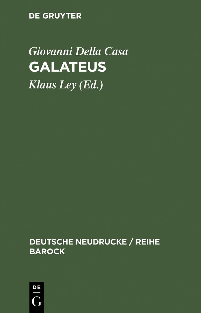 Galateus: Das Buchlein von erbarn, hoflichen und holdseligen Sitten