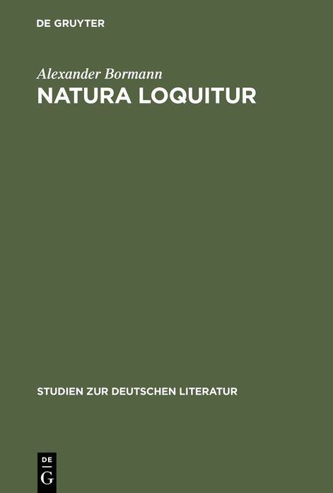 Natura loquitur: Naturpoesie und emblematische Formel bei Joseph von Eichendorff