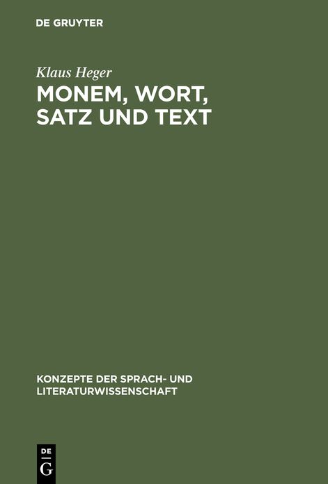 Monem, Wort, Satz Und Text