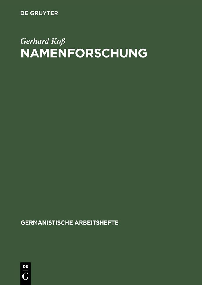 Namenforschung: Eine Einfuhrung in die Onomastik
