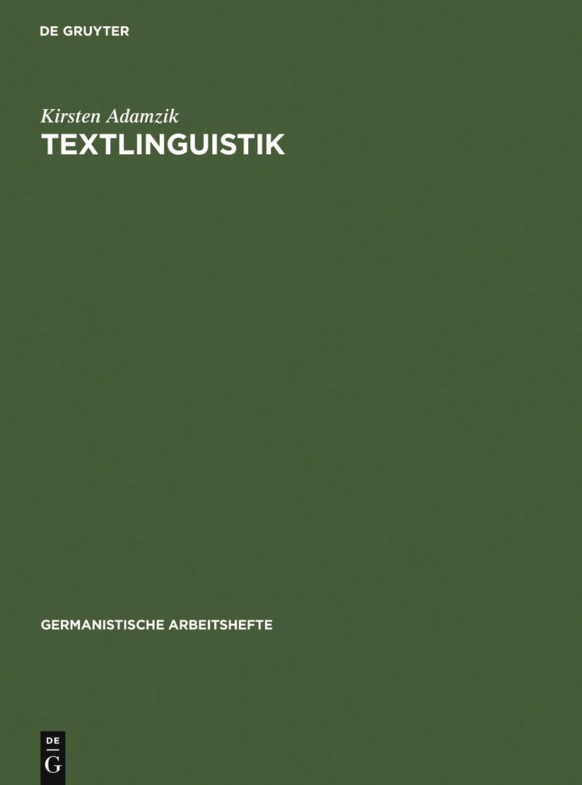Textlinguistik: Eine einfuhrende Darstellung
