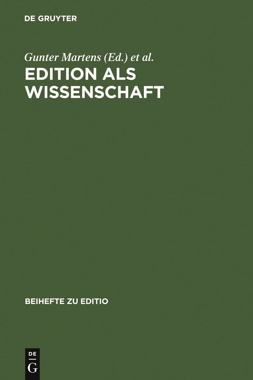 Edition als Wissenschaft: Festschrift fur Hans Zeller