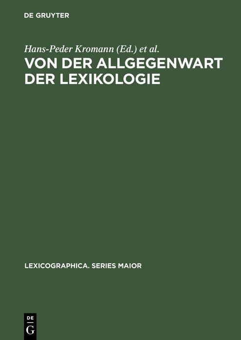 Von der Allgegenwart der Lexikologie: Kontrastive Lexikologie als Vorstufe zur zweisprachigen Lexikographie ; Akten des Internationalen Werkstattgesprachs zur Kontrastiven Lexikologie 29.-30.10.1994 in Kopenhagen