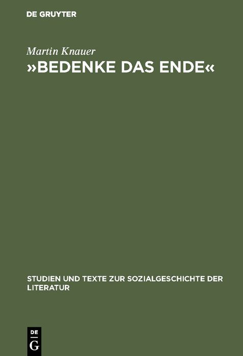 "Bedenke das Ende": Zur Funktion der Todesmahnung in druckgraphischen Bildfolgen des Dreissigjahrigen Krieges