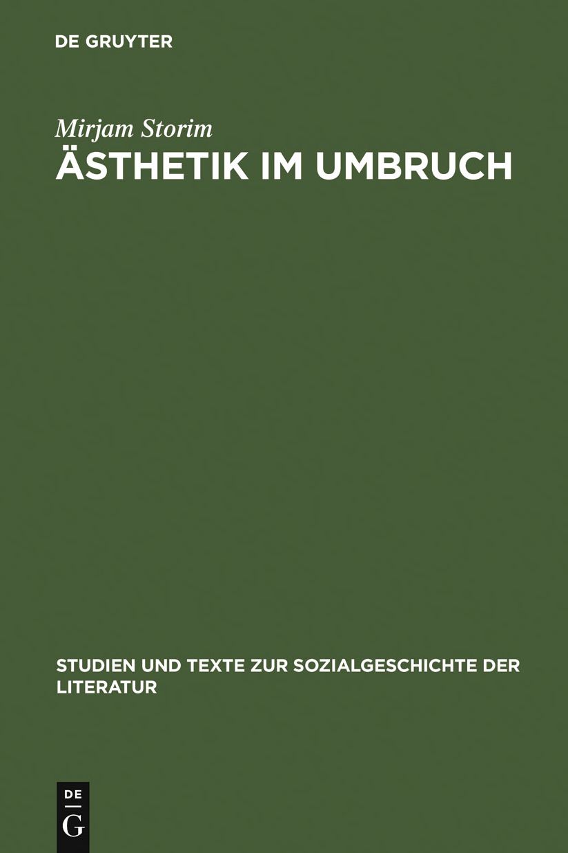 Asthetik im Umbruch: Zur Funktion der >Rede uber Kunst< um 1900 am Beispiel der Debatte um Schmutz und Schund