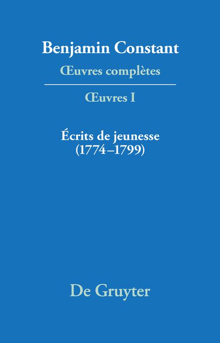 Ecrits de jeunesse (1774-1799)