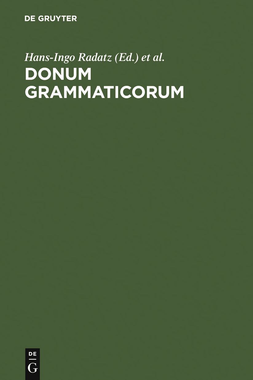 Donum Grammaticorum: Festschrift fur Harro Stammerjohann