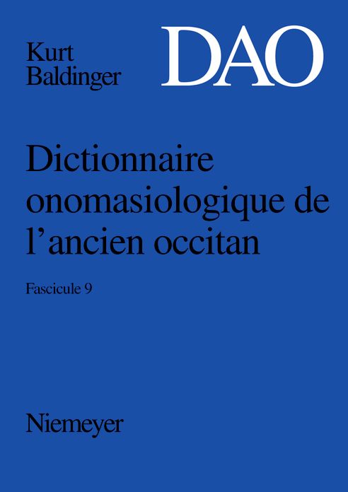 Dictionnaire onomasiologique de l'ancien occitan (DAO). Fascicule 9