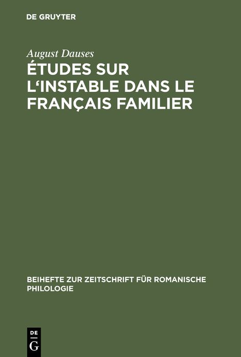 Etudes sur l'instable dans le francais familier