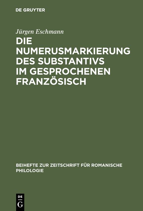 Die Numerusmarkierung des Substantivs im gesprochenen Franzosisch
