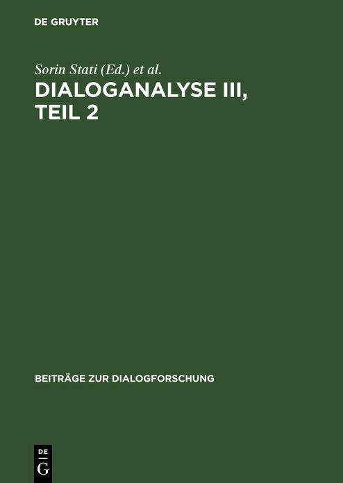 Dialoganalyse III : Referate der 3. Arbeitstagung, Bologna 1990: Teil 2