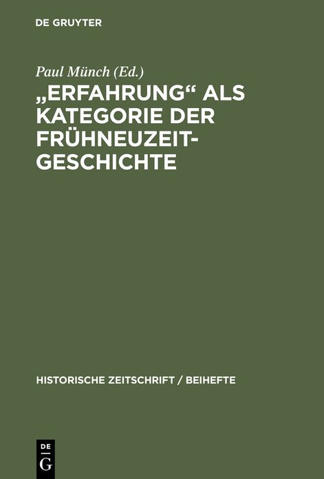 "Erfahrung" als Kategorie der Fruhneuzeitgeschichte