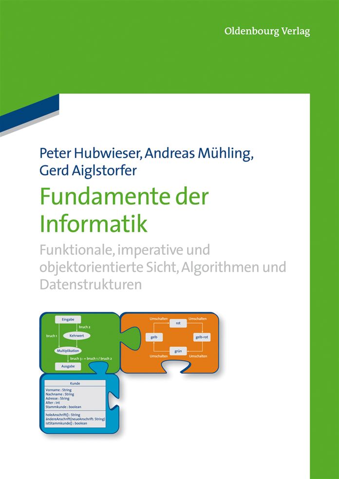 Fundamente der Informatik: Funktionale, imperative und objektorientierte Sicht, Algorithmen und Datenstrukturen.